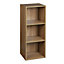 URBNLIVING Height 79.5cm 3 Shelf Wooden Bookcase Shelving Colour Oak Display Storage Shelf Unit Shelves