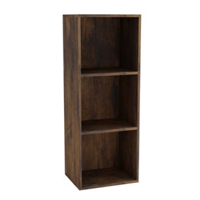 URBNLIVING Height 79.5cm 3 Shelf Wooden Bookcase Shelving Colour Rustic Brown Display Storage Shelf Unit Shelves