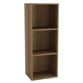 URBNLIVING Height 79.5cm 3 Shelf Wooden Bookcase Shelving Colour Warm Oak Display Storage Shelf Unit Shelves