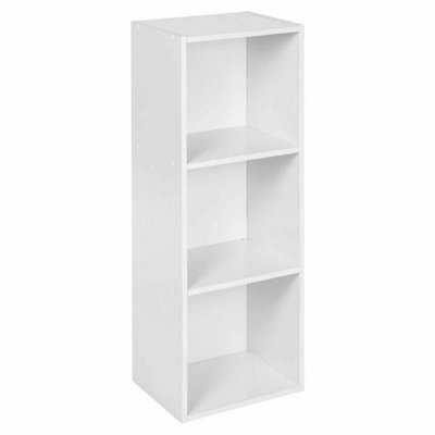 URBNLIVING Height 79.5cm 3 Shelf Wooden Bookcase Shelving Colour White Display Storage Shelf Unit Shelves