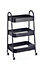 URBNLIVING Height 79.5cm 3 Tier Black Shelf Metal Slim Storage Trolley Cart with Castor Wheels Bathroom Organiser