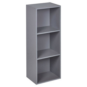 URBNLIVING Height 79.5Cm 3 Tier Wooden Bookcase Shelving Colour Grey Display Storage Shelf Unit Wood