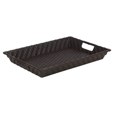 URBNLIVING Height 7cm Brown Rattan Woven Serving Display Storage Tray ...