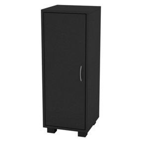 URBNLIVING Height 80cm 1Door Wooden Side Corner Black Colour Cabinet Living Room Hallway Storage Furniture Unit