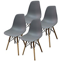 URBNLIVING Height 82cm Set 4 Scandi Style Kitchen Office Modern Colour Grey Wooden Chairs Dining Room Furniture