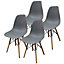 URBNLIVING Height 82cm Set 4 Scandi Style Kitchen Office Modern Colour Grey Wooden Chairs Dining Room Furniture