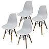 URBNLIVING Height 82cm Set 4 Scandi Style Kitchen Office Modern Colour White Wooden Chairs Dining Room Furniture