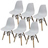 URBNLIVING Height 82cm Set 6 Scandi Style Kitchen Office Modern Colour White Wooden Chairs Dining Room Furniture
