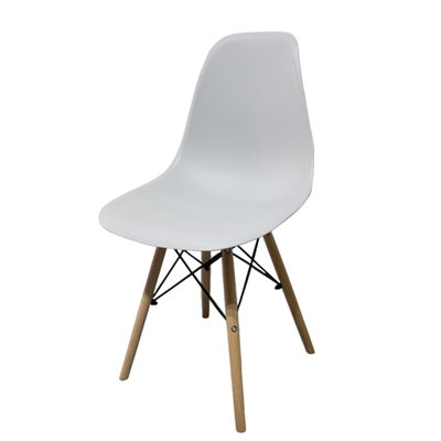 URBNLIVING Height 82cm Set 6 Scandi Style Kitchen Office Modern Colour White Wooden Chairs Dining Room Furniture
