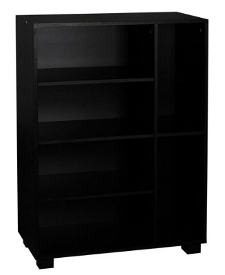 URBNLIVING Height 84cm 6 Section Black Small Wooden Bookcase