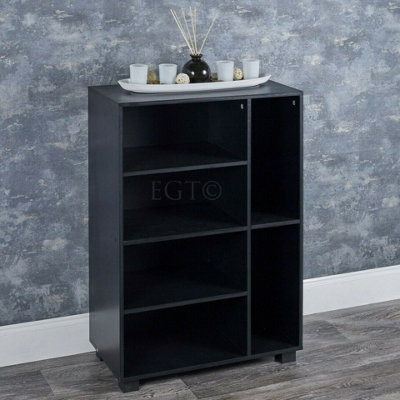 URBNLIVING Height 84cm 6 Section Black Small Wooden Bookcase