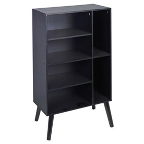 URBNLIVING Height 84cm 6 Section Wooden Black Bookcase with Legs