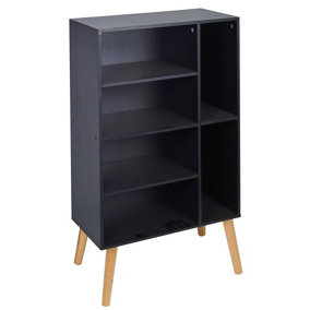 URBNLIVING Height 84cm 6 Section Wooden Black Bookcase with Pine Legs