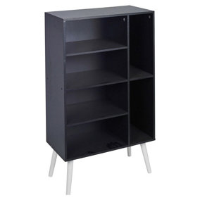 URBNLIVING Height 84cm 6 Section Wooden Black Bookcase with White Legs