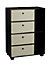 URBNLIVING Height 84cm Wooden 6 Section Black Bookcase and White Drawer