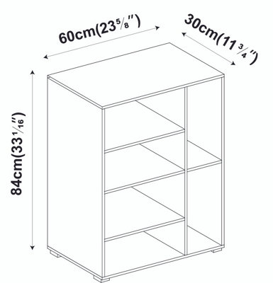 URBNLIVING Height 84cm Wooden 6 Section White Bookcase and Beige Drawer - 4