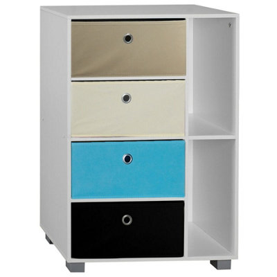 URBNLIVING Height 84cm Wooden 6 Section White Bookcase with Black ...