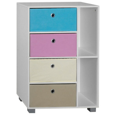 URBNLIVING Height 84cm Wooden 6 Section White Bookcase with Blue & Pink ...