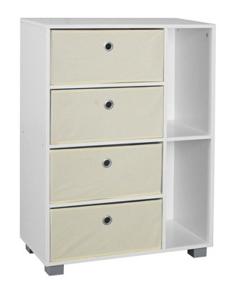 URBNLIVING Height 84cm Wooden 6 Section White Bookcase with Drawer
