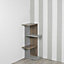 URBNLIVING Height 85cm Modern Grey and Oak Wooden Corner Bookcase 3 Tier Free Standing Storage Display for Living Room