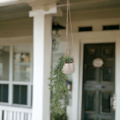 URBNLIVING Height 8cm Set of 2 Macrame Hanging Planter Flower Pot Jute Rope Indoor Outdoor Garden Hanger Holder