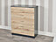 URBNLIVING Height 90.5cm 5 Drawer Wooden Bedroom Chest Cabinet Modern Black Carcass and Oak Drawers Wide Storage Cupboard Closet