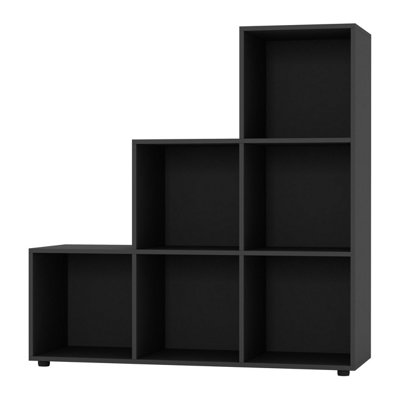 URBNLIVING Height 90.5cm 6 Cube Step Black Storage Bookcase Unit - 4