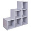 URBNLIVING Height 90.5cm 6 Cube Step Grey Storage Bookcase Unit