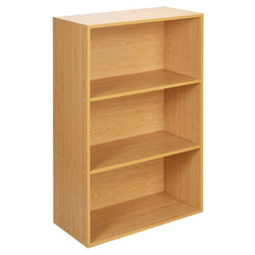 URBNLIVING Height 92.5cm Wide 3 Tier Book Shelf Deep Bookcase Storage Cabinet Display Colour Beech Dining Living Room