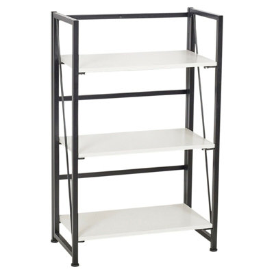 URBNLIVING Height 93 cm 3 Tier Wood & Metal Folding Ladder Shelf Colour ...