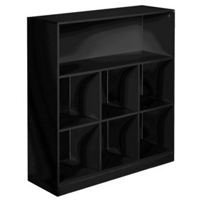 URBNLIVING Height 94Cm Wide Wooden 7 Cube Bookcase Shelving Display Colour Black Storage Unit Cabinet Shelves