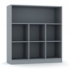 URBNLIVING Height 94Cm Wide Wooden 7 Cube Bookcase Shelving Display Colour Grey Storage Unit Cabinet Shelves