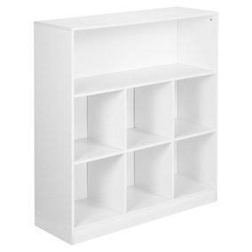URBNLIVING Height 94Cm Wide Wooden 7 Cube Bookcase Shelving Display Colour White Storage Unit Cabinet Shelves