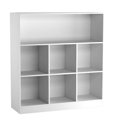 URBNLIVING Height 94Cm Wide Wooden 7 Cube Bookcase Shelving Display Colour White Storage Unit Cabinet Shelves - 3