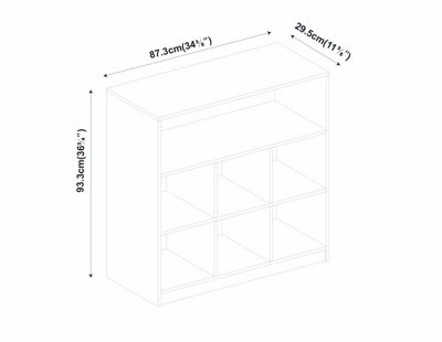 URBNLIVING Height 94Cm Wide Wooden 7 Cube Bookcase Shelving Display Colour White Storage Unit Cabinet Shelves - 4