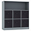 URBNLIVING Height 94cm Wooden Wide Grey 7 Cube Bookcase with Black 6 Drawers Baskets Storage Unit Shelves