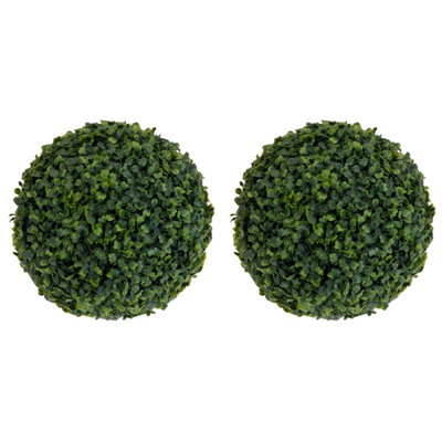 URBNLIVING Large 2pcs Green Decorative Artificial Ball Plant Tree Leaves Indoor Outdoor Office Hanging