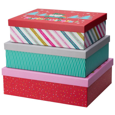 URBNLIVING Large Christmas Gift Storage Boxes with Lids Nesting ...