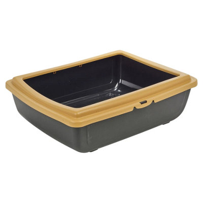 URBNLIVING Large Open Cat Litter High Sided Tray Deep Jumbo Rim Pan Loo ...
