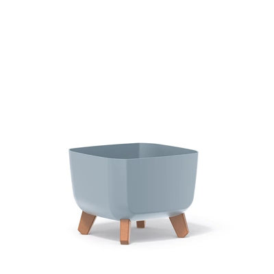 URBNLIVING Light Grey 24cm Square Gracia Planter Flower Pot With Legs Decorative Box Indoor Outdoor Garden