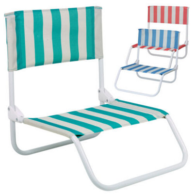 URBNLIVING Low Folding Beach Deck Chair Stripe Design Camping Outdoor ...