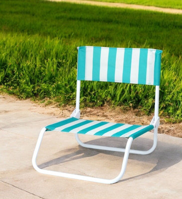 URBNLIVING Low Folding Beach Deck Chair Stripe Design Camping Outdoor ...