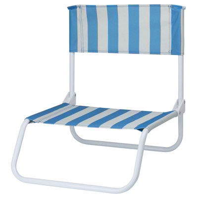 Vintage Folding Chair Camping Hunting Blue White Stripe