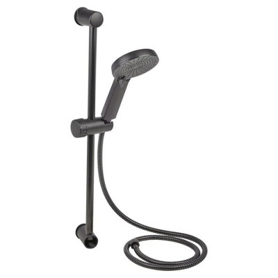 URBNLIVING Matt Black Shower Set with Riser Rail, Handheld Shower Head ...