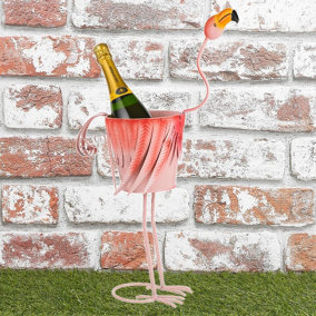 URBNLIVING Metal Flamingo Champagne Bucket Ice Bowl Cooler Party Garden Drinks
