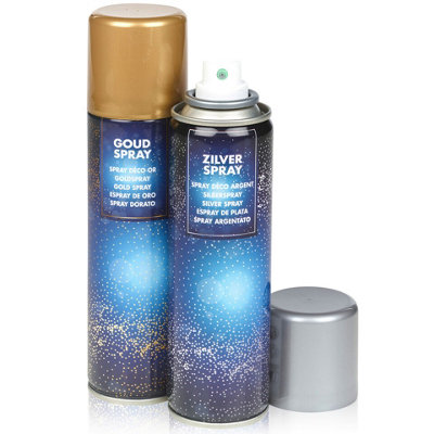 URBNLIVING Mix Pack of 150ml Silver & Gold Decorative Lacquer airbrush Bottle Festive Craft Metallic Colour Decor Set of 2