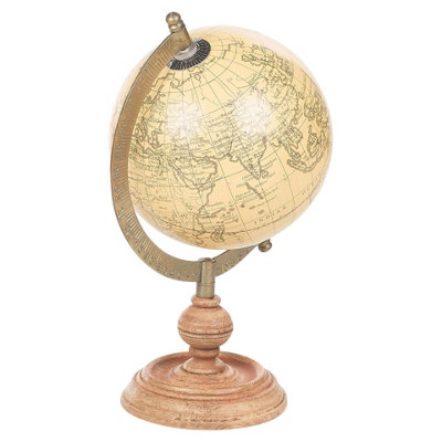 URBNLIVING Peach Height 36cm Educational Ancient Style 360 Degree Rotating World Desk Globe On Wood & Metal Stand