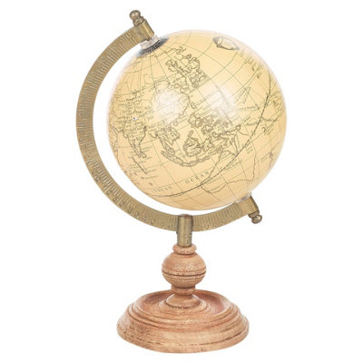 URBNLIVING Peach Height 36cm Educational Ancient Style 360 Degree Rotating World Desk Globe On Wood & Metal Stand - 3