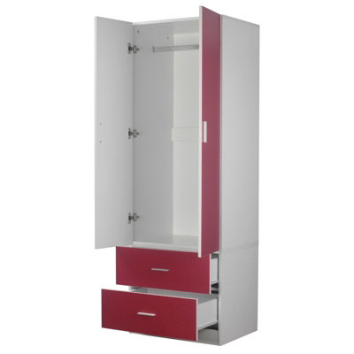 URBNLIVING Pink 2 Door 2 Drawer Wardrobes - a storage solution designed to both kids and adults