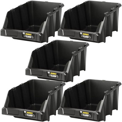 URBNLIVING S-30 Plastic Wall Mounted Stacking Storage Organizer Bins Tool Box Shelving Rack - Set of 5